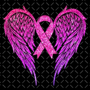 Breast Cancer Pink Ribbon Png, Breast Cancer Png, Pink Ribbon Png, Angle Wings Png, Breast Cancer Month Png, Cancer Fighter Png, PNG File