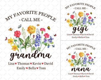 Grandma Birth Month Flower PNG, Mother's Day Birth Month Flower Png, Grandma Floral Png, Grandma Birthday Png