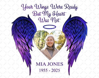 Angel Wings Memorial Png, Loss of Loved One Png, Photo Memorial Png, Mom Memorial Png, Dad Memorial Png, Parents Loss Png, Sympathy Gift Png