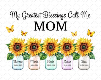 Sunflower Mom’s Garden Png, Mother’s Day Designs, Mom Birthday PNG File