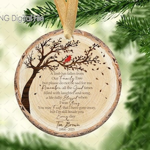 A Limb Has Fallen Ornament Png, Memorial Christmas Ornament Png, Family Tree Ornament Png, Red Cardinal Ornament Png, Memorial Png