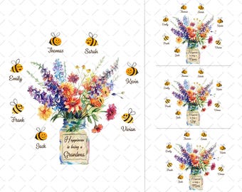 Grandma Bee PNG, Nana Gigi Mimi Sublimation Design, Grandma Flower Png, Mother’s Day Png, Grandma Birthday Png