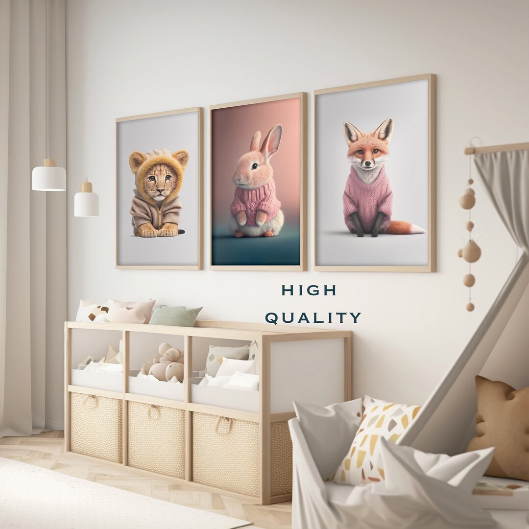 Digital Baby Animals in Clothes Wall Art Decor Boy's Etsy