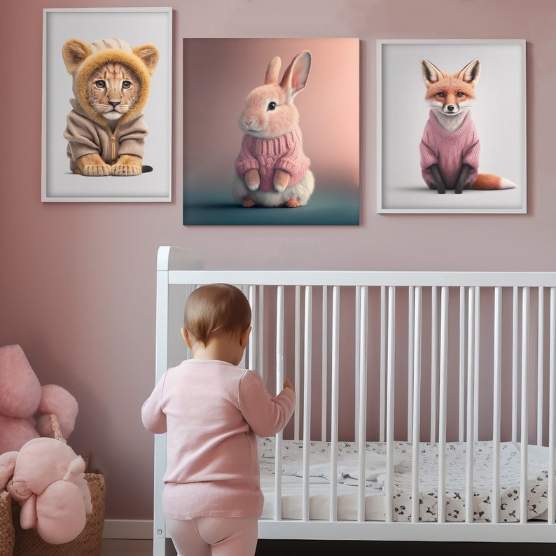 Digital Baby Animals in Clothes Wall Art Decor Boy's Etsy