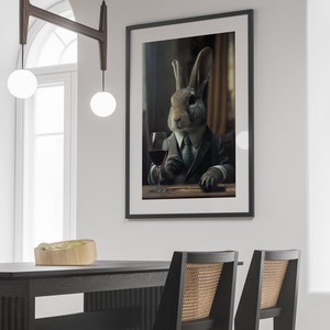 Kitchen Wall Decor, Digital Rabbit in a Suit Portrait, Download Prints ...