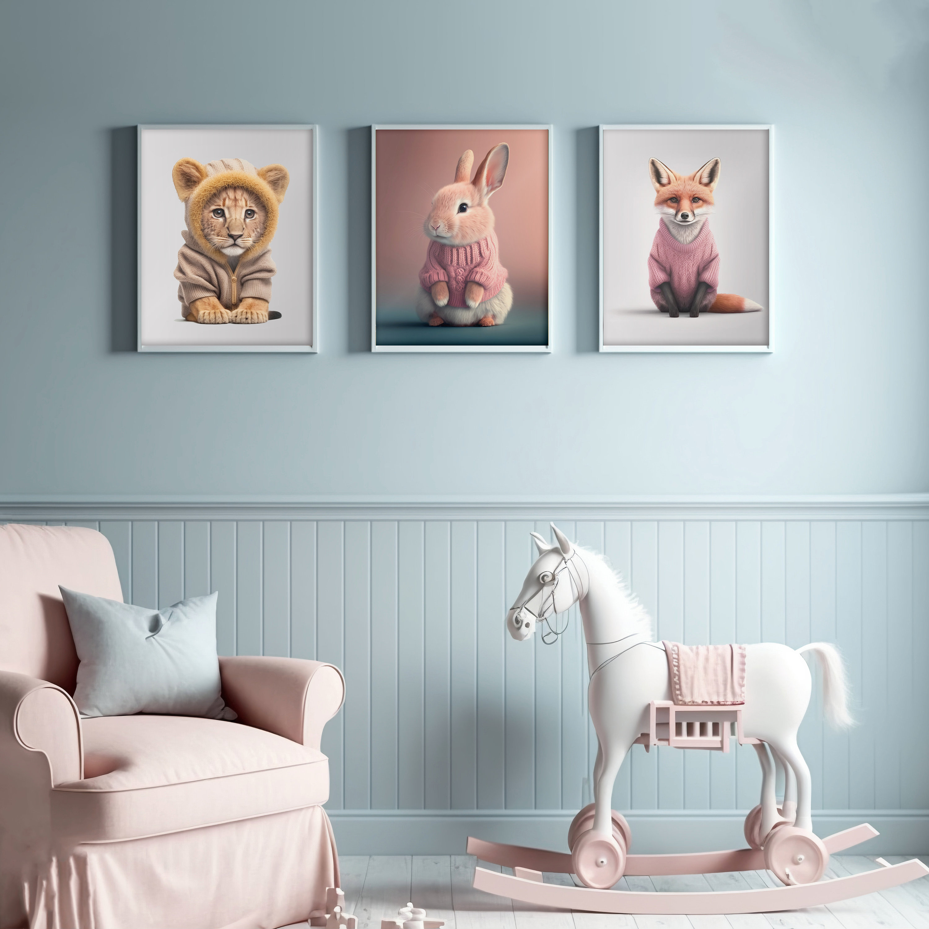 Digital Baby Animals in Clothes Wall Art Decor Boy's - Etsy