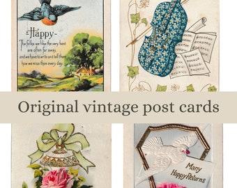 Original vintage post cards, digital download, junk journal, journaling cards.
