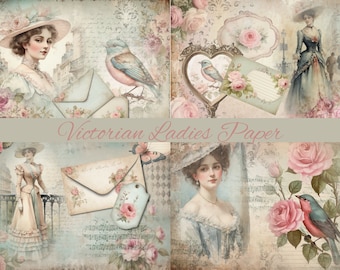 Victorian ladies digital paper, collage, tags, digital download