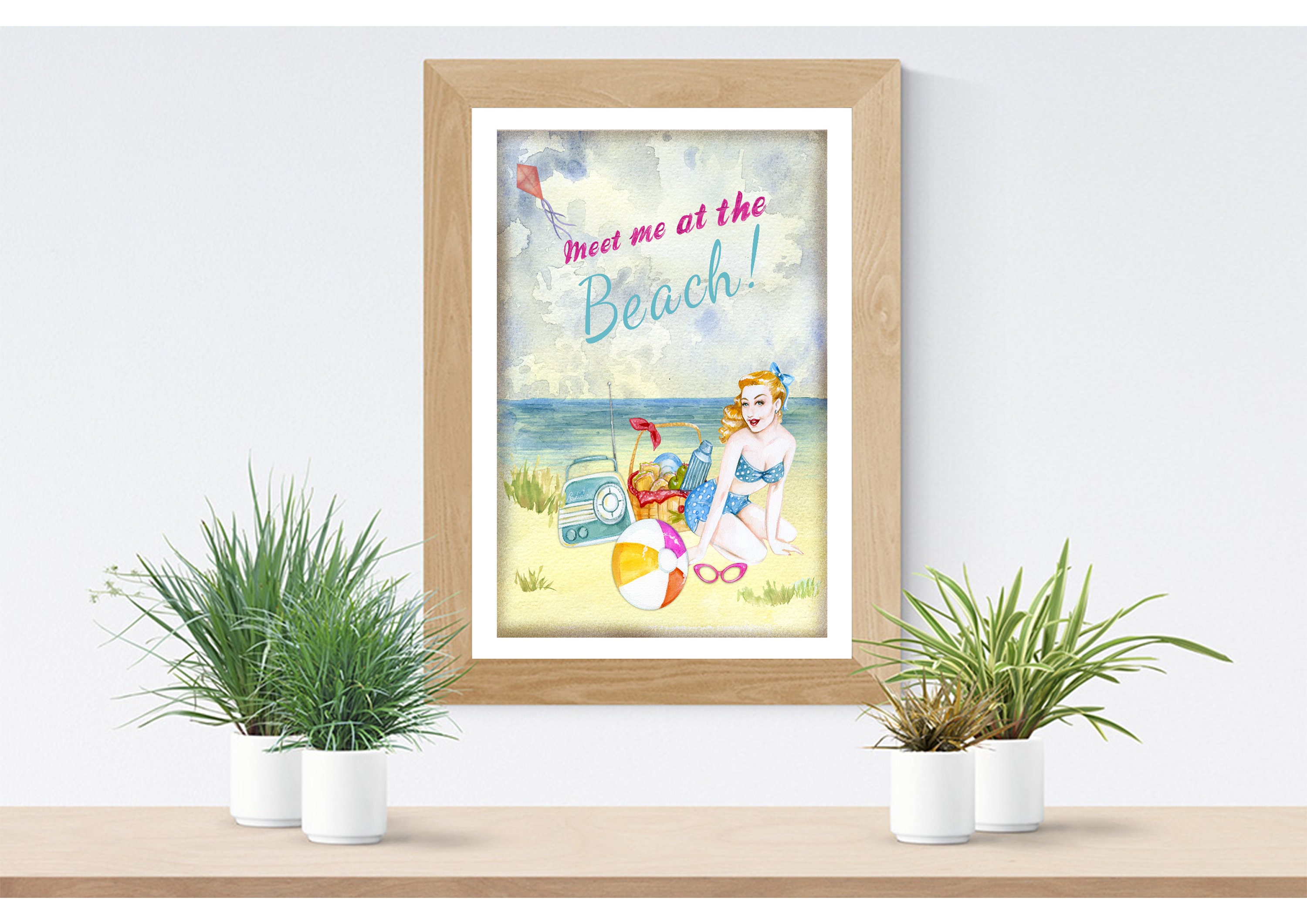 Retro wall art Retro beach wall art Beach wall art Etsy
