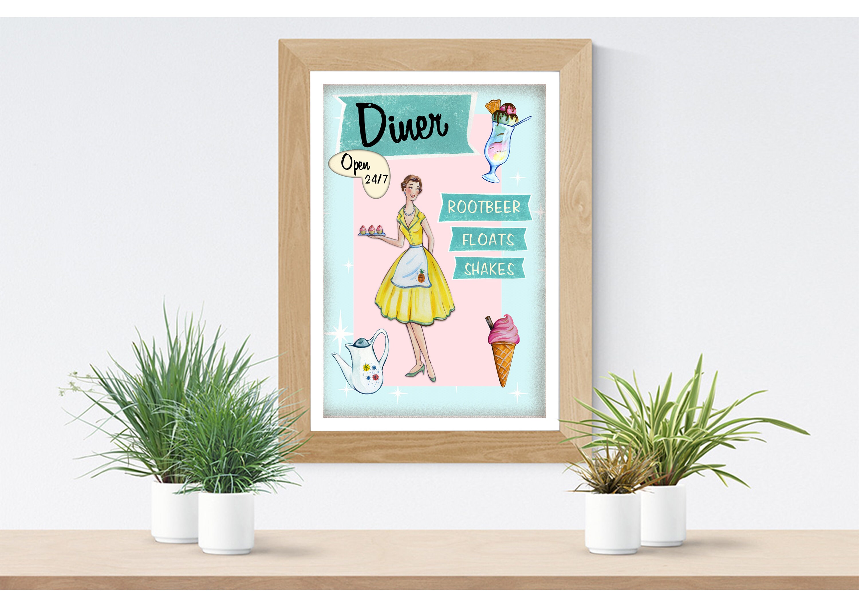 Retro Wall Art Diner Wall Art Digital Wall Art | Etsy