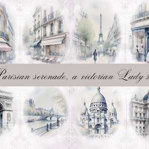 Sérénade parisienne Journal d'une dame vctorienne, journal, shabby chic, Paris, éphémère, paquet de papier parisien, téléchargement numérique, journal imprimable.