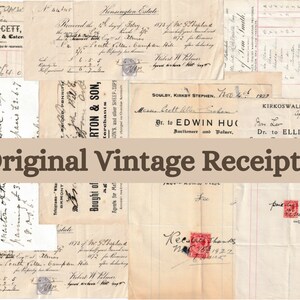Original Vintage Receipts, antique receipts, journaling, ephemera collage.digital download