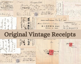 Original Vintage Receipts, antique receipts, journaling, ephemera collage.digital download