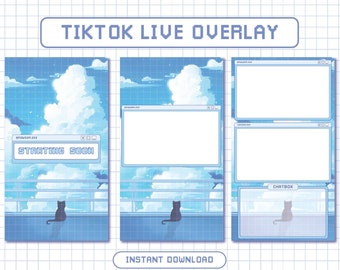 Superpositions animées TikTok Live, flux Tiktok mignon, scènes esthétiques de flux Lo-fi, alertes esthétiques animées, bannière de flux animée
