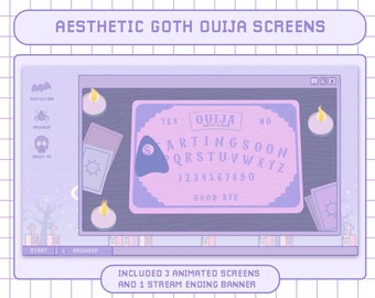 X3 Ouija Gothic Screens / Animated Pastel Witch Screen / Aesthetic goth Kawaii Scene / Pastel Purple Pink Gaming Banner / Twitch  Cute Scene