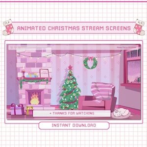 4X Weihnachten Stream Screens / Animierte Aesthetic X max Twitch Stream Banner / Lofi kawaii Streaming / Christmas Cute Scene