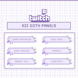 X23 Goth Purple Panels Stream Overlay, Halloween Gothic Twitch Skull Bat Panels stream, Cute Bats Panels , Lolita Aesthetic Panels Alerts