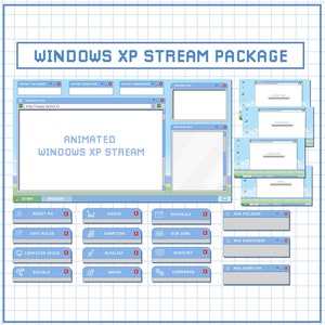 Animated Windows XP Stream Overlay , Retro Aesthetic  Stream Overlay , WinXp Twitch Scene, Panels Alerts Package, Cute Twitch Panels pack