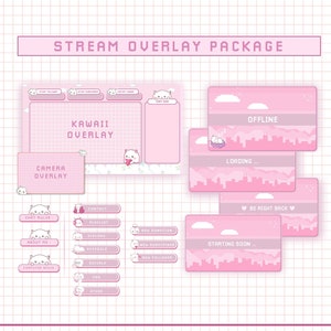 Animated Stream Overlay, Twitch Overlay Package, Lovely Twitch Scene, Cute Twitch Panels, Kawaii Twitch Banners Emotes