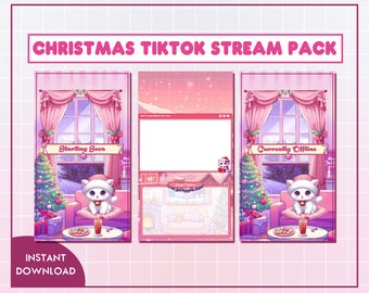 4X TikTok Weihnachtsstream Bildschirme / Animierte Tiktok Overlay Ästhetische Tiktok Stream Banner / Cosy Christmas Stream / Christmas Cute Scene