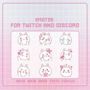 Kawaii Cat Emotes, Emote Stream Package, Pastel Pink Cat, Lovely Cute stream emot