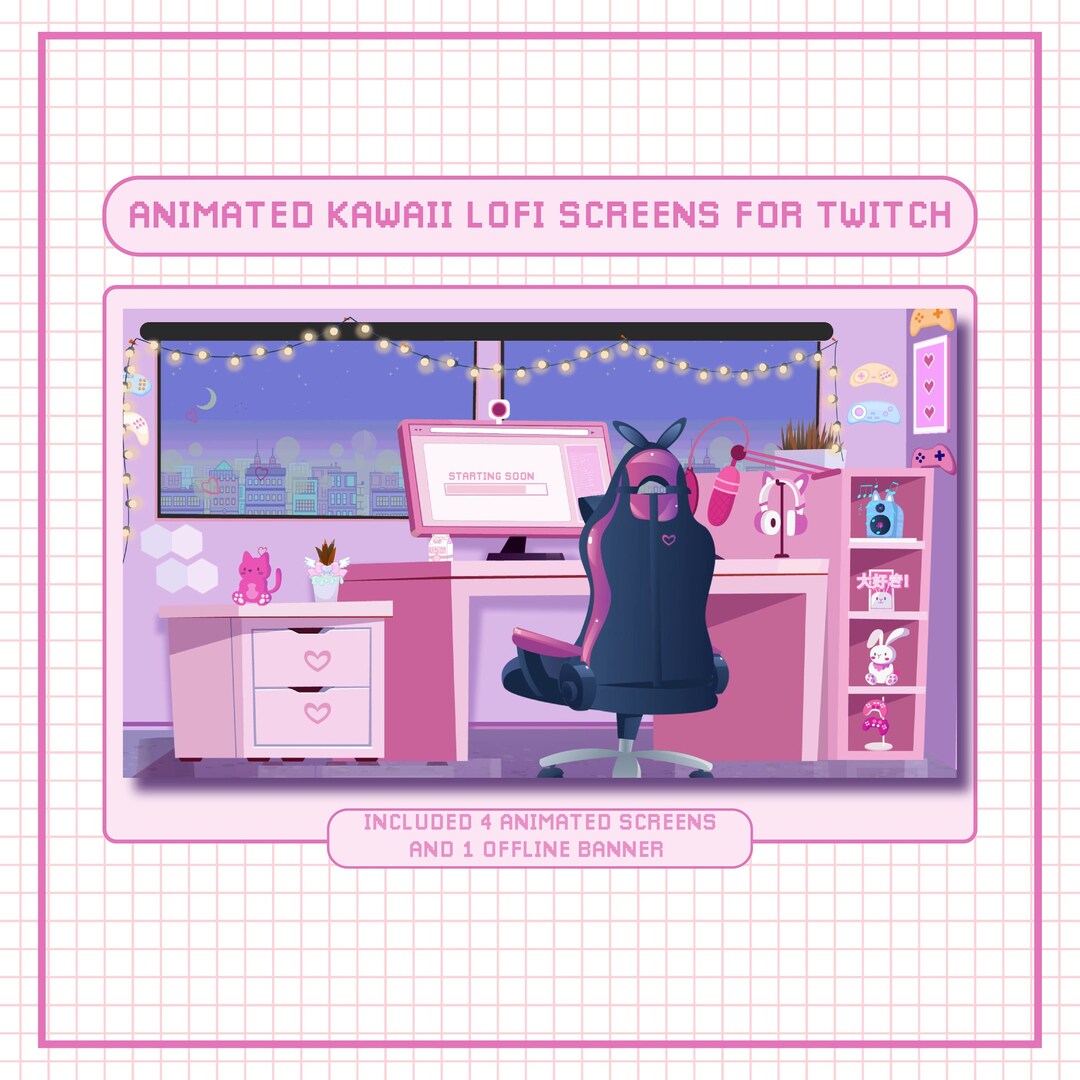 4 Animated Lofi Stream Screens / Kawaii Desktop / Aesthetic Retro Gamer ...