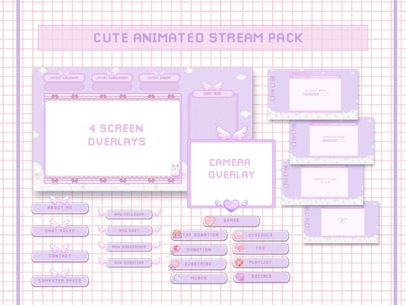 Cute Kawaii Overlay Screen - Pink