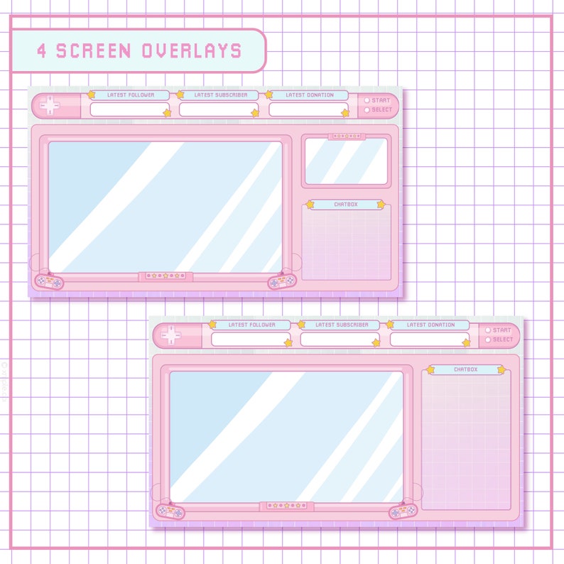 Customizable Gameboy Stream Overlay / Kawaii Console Overlay / Twitch