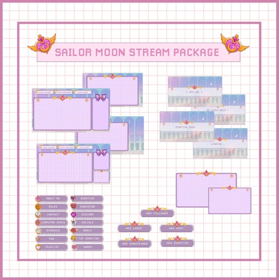 Animierte Sailor Moon Twitch Overlay Kawaii Szenen Etsy De