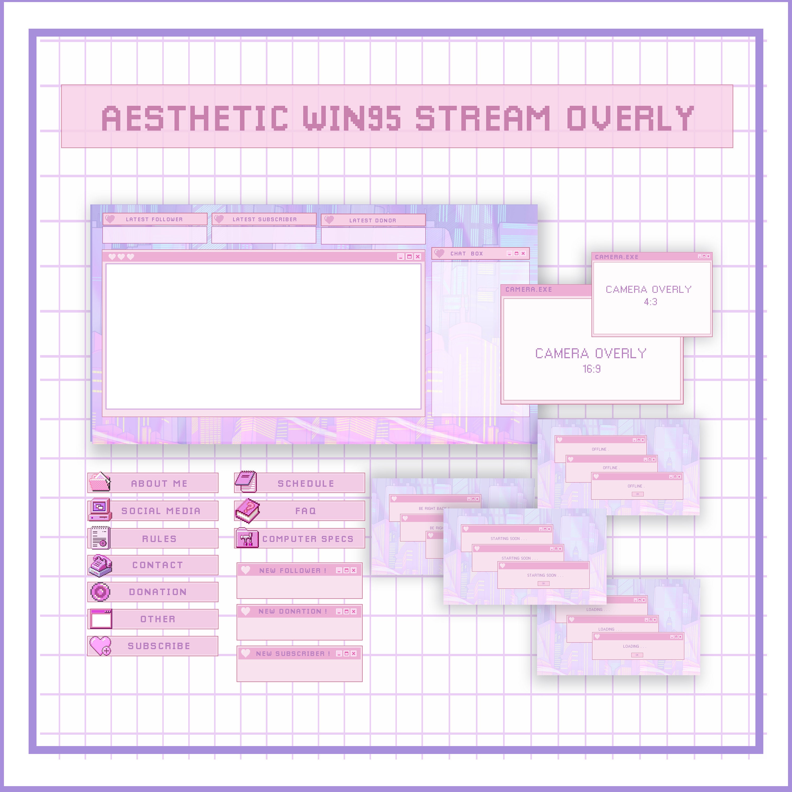 Aesthetic Windows 95 Animated Stream Overlay Win 95 Twitch Etsy