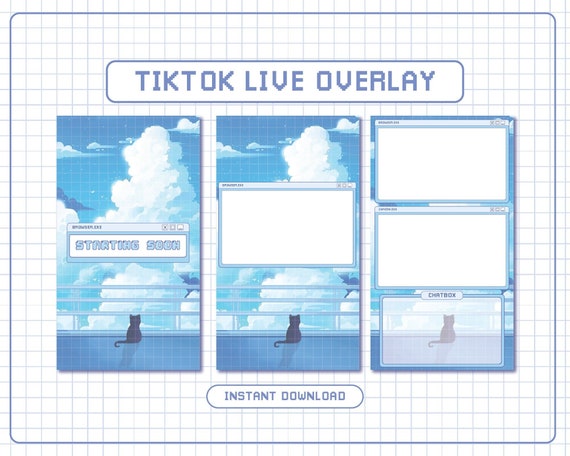 Animated TikTok Live Overlays , cute Tiktok stream , Lo-fi stream aesthetic scenes , Animated Aesthetic alerts , Animated stream banner