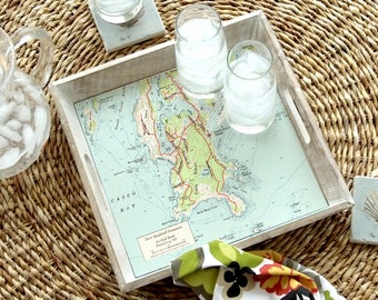 Personalized Wood Serving Tray, Custom Map - Perfect Gift for 5th Anniversary, Wedding, Engagement, Housewarming, Birthday