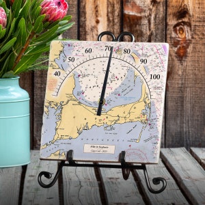 Nautical Chart Porch Thermometer Personalized-Perfect Gift for Wedding, Engagement, Anniversary, Housewarming, Birthday, Holiday, Custom Map