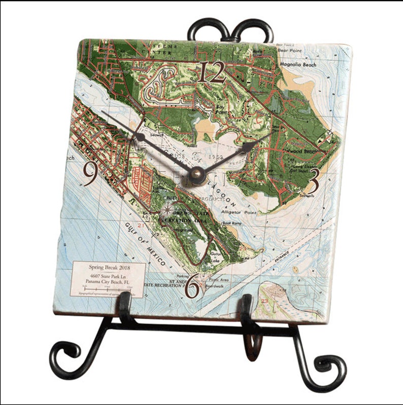 Personalized Marble Desk Clock, Custom Map Perfect Gift for Wedding