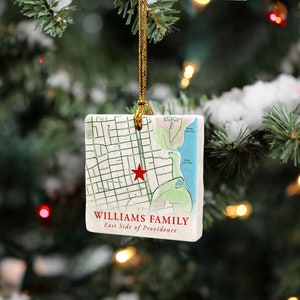 Personalized Marble Christmas Ornament, Custom Map Address - Perfect Holiday Gift Map Ornament, Engagement, Wedding, Anniversary Gift