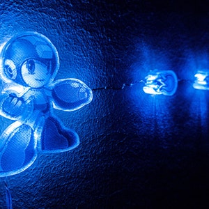 Retro Video Games Wall Decor, Megaman Led Lights Inspired, Nerd Gift For Gamer Collectors, 3D Model Designed By Myself