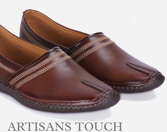 Zapatos Mojari de cuero hechos a mano para hombre: zapatos de boda tradicionales indios para novios.