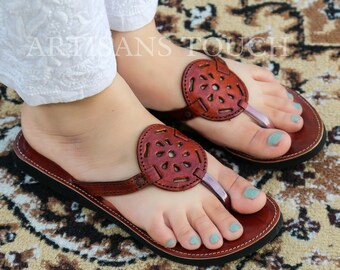 Ladies Brown Leather Sandals, Handmade Everyday Women's Shoes, Classic Grecian Summer Flats Slides Spartan Beach Thongs Sandals,Ladies shoes