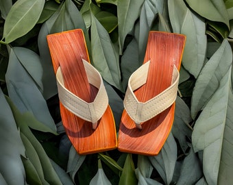 Leren houten pantoffels voor heren: handgemaakte etnische sandalen