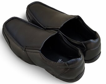 Mocassins de couro de carneiro feitos à mão: Sapatos ortopédicos pretos com palmilhas medicinais