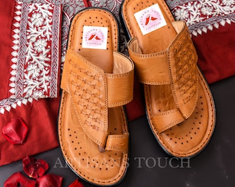 Handcrafted Kolapuri Ethnic Spartan Design Sandals for Men Premium Quality Tan Leather Slip On, wedding sandals, Dress Sandals, Groom Sandal