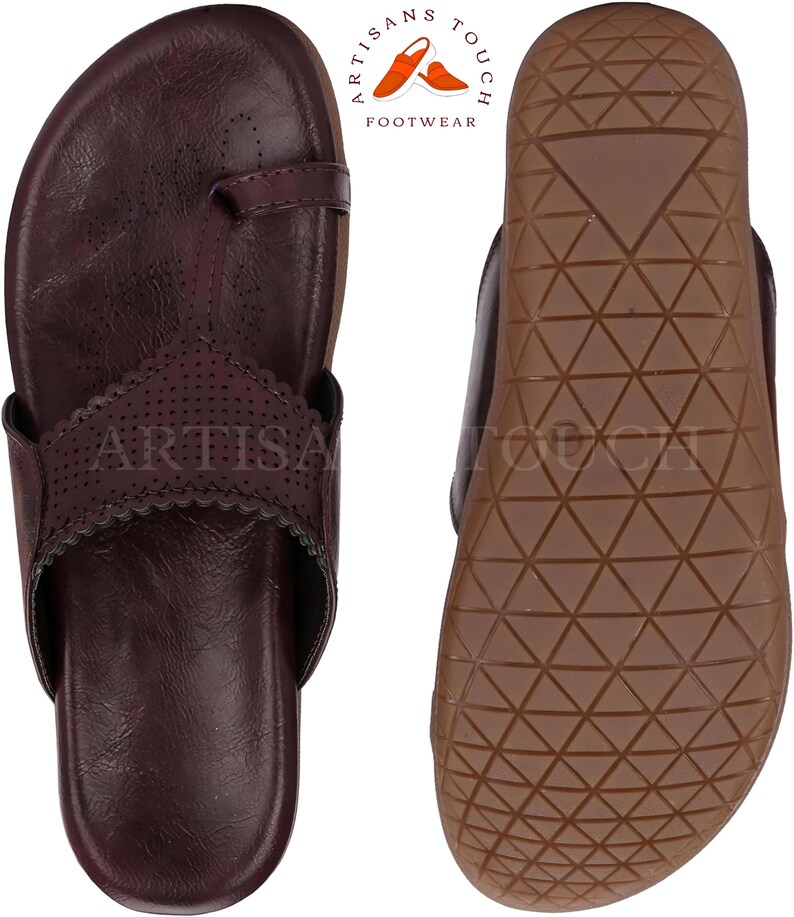 Handmade Kolhapuri Sandals: Vegan Leather Boho Comfort Slippers image 6
