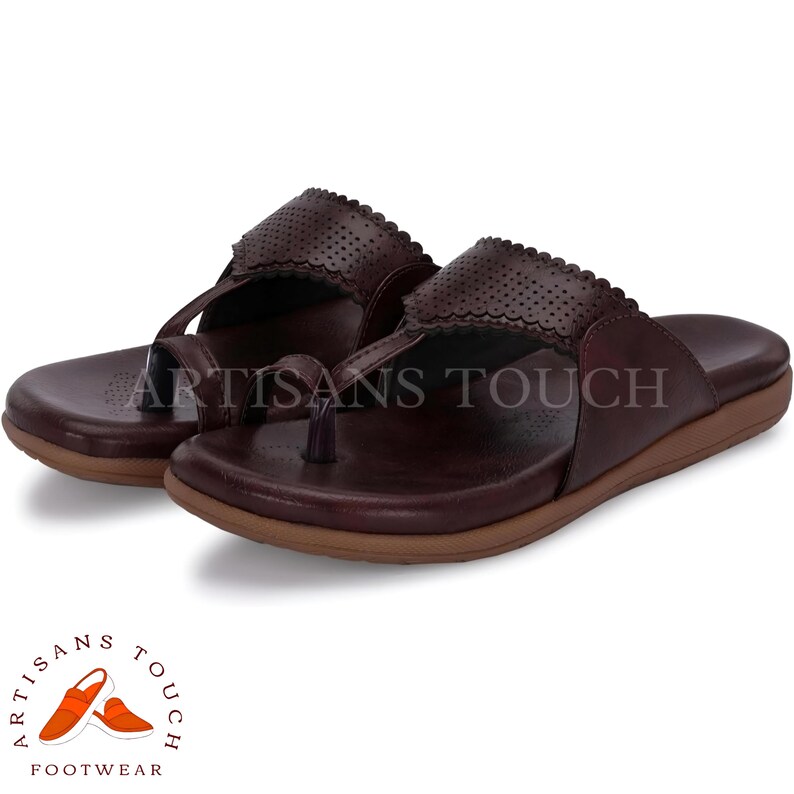 Handmade Kolhapuri Sandals: Vegan Leather Boho Comfort Slippers image 3