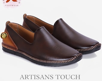Handmade Dark Brown Dress Loafers ,Premium Quality Mens Shoes for Weddings and Special Occasions, Handmade Leather Authentic slip on For Men