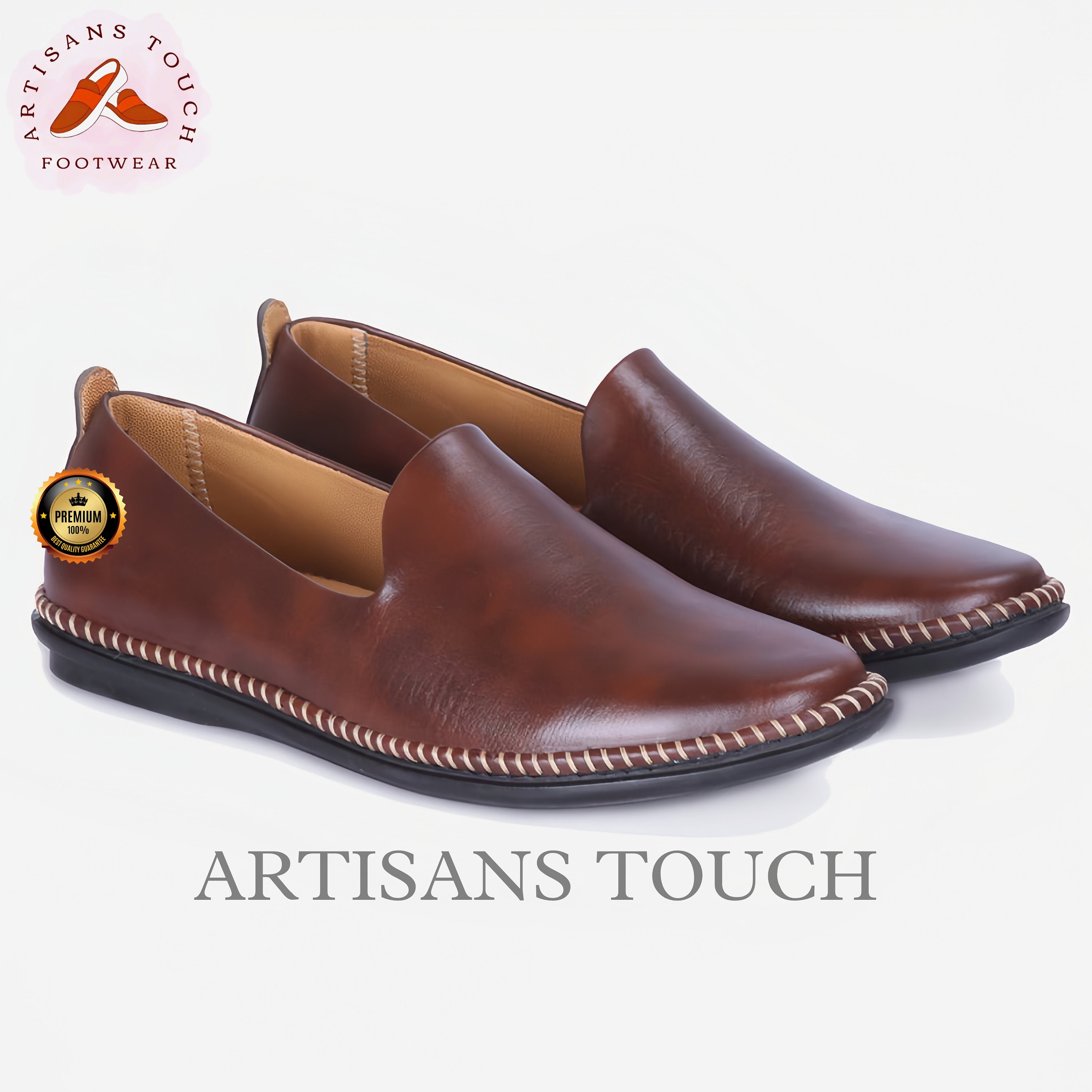 Handcrafted Brown Leather Mojari Shoes: Ethnic Wedding 