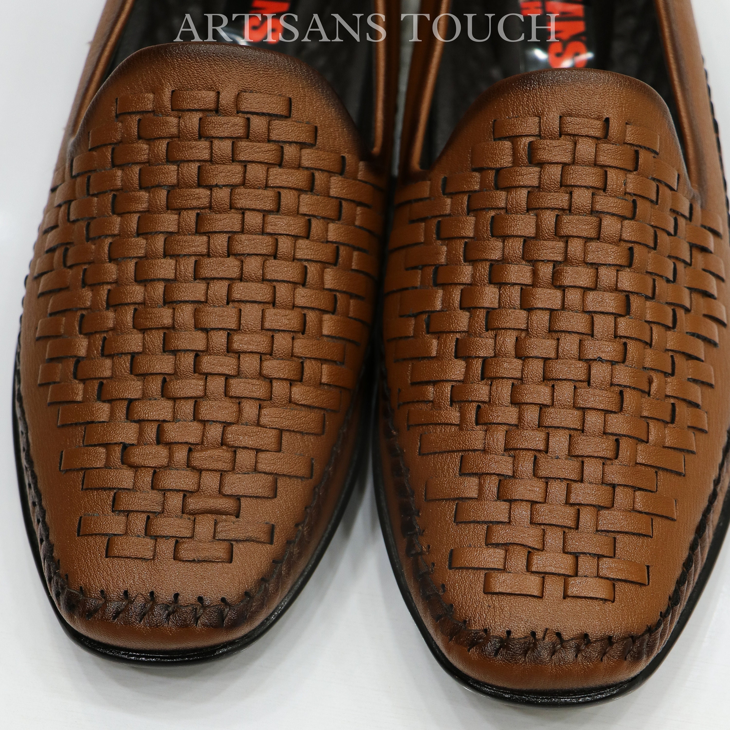 Handmade Basket Weave Leather Loafers: Mens Wedding Shoes - Etsy display picture 1