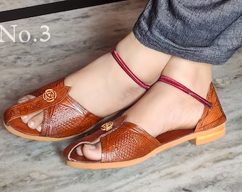 Handmade Full Grain Leather Women's Sandals: Brown Summer Shoes