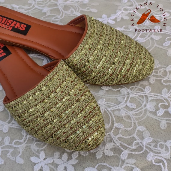 Golden Zardozi Work Mule Slippers for Women Embellished Mule for Bride Beautifully Handcrafted Clogs Indian Bridal Flats Dress Shoes Etsy Canada
