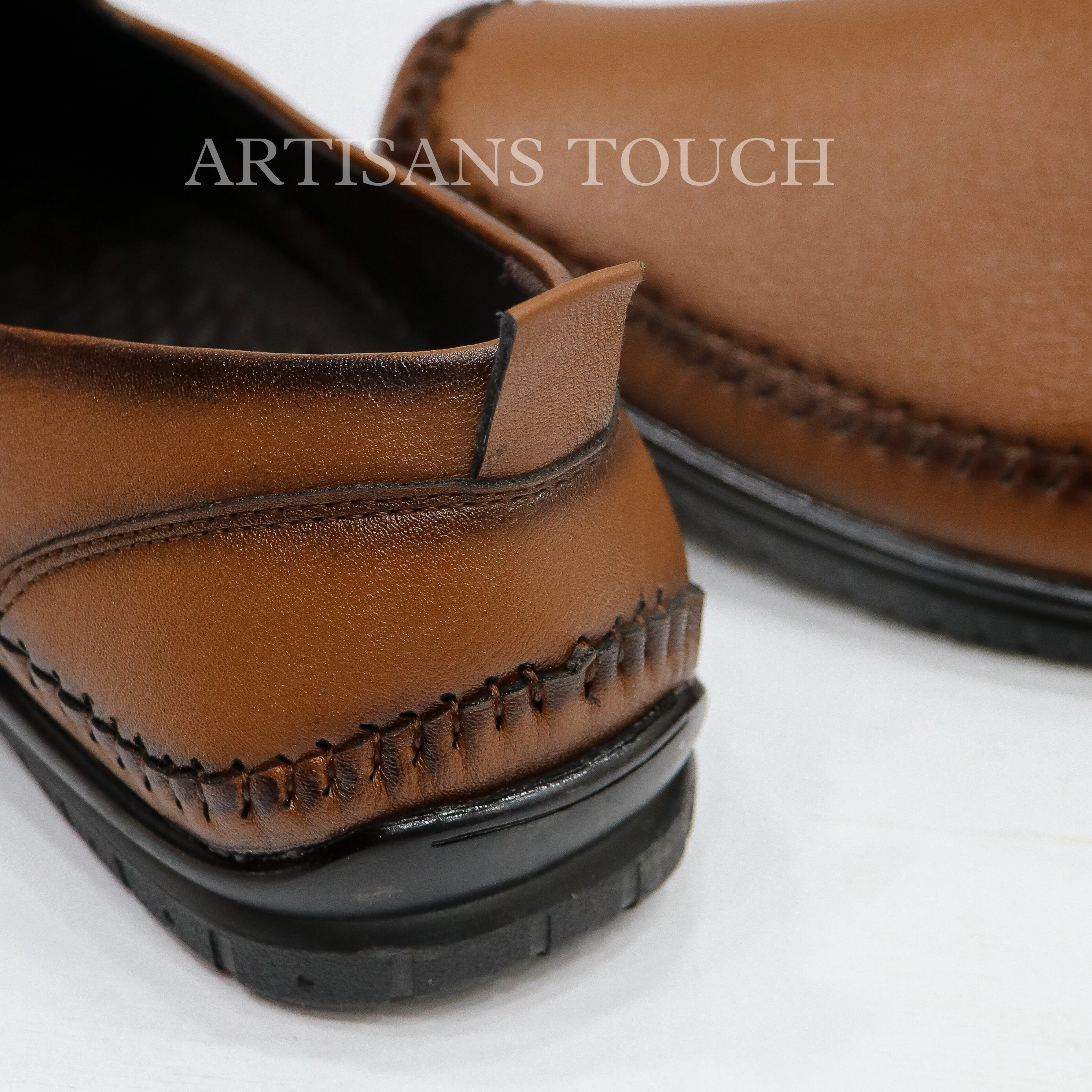 Moldable Transpirable Men\'s Tan Calf-Skin Luxury Leather Loafers Italian men main image 3