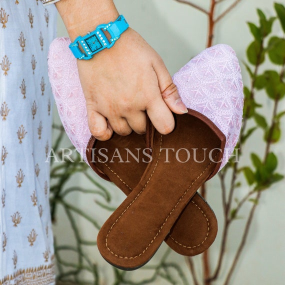 Light Pink Mules for Women Sequence Mule for Bride beautifully